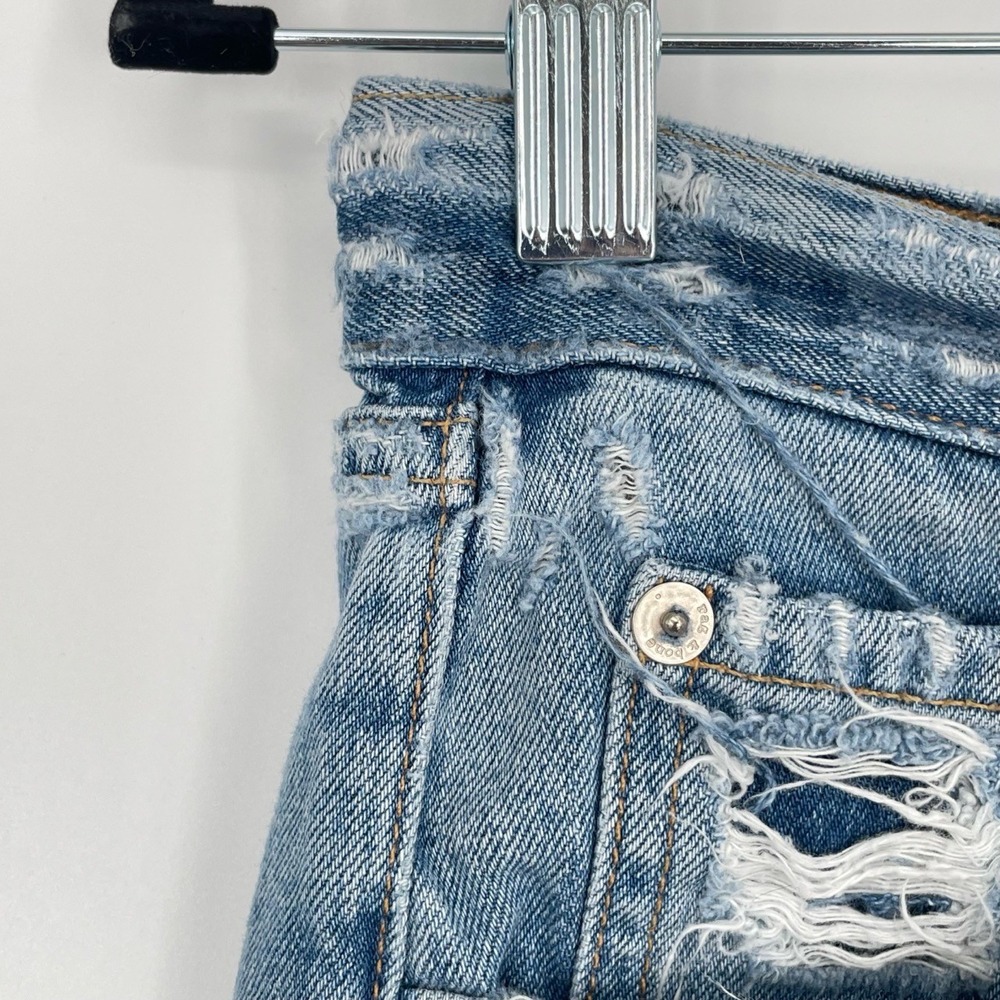 Rag & Bone Women's Blue Heavy Rips Rolled Hem Distressed Denim Shorts Size 24 - Picture 6 of 11